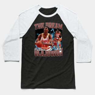 Hakeem Olajuwon The Dream Basketball Legend Signature Vintage Retro 80s 90s Bootleg Rap Style Baseball T-Shirt